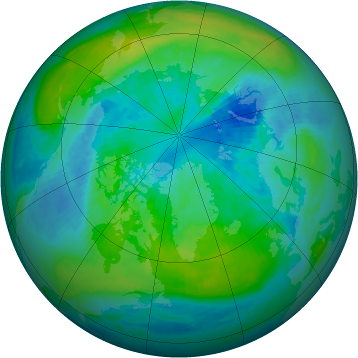 Arctic ozone map for 30 September 1984